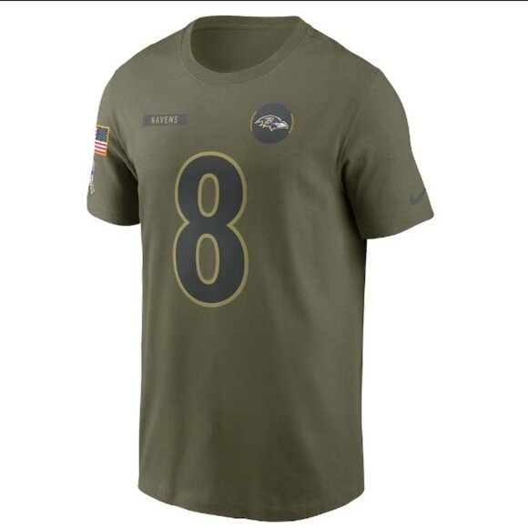 Nike Lamar Jackson Baltimore Ravens Salute to Service Name & Number T-Shirt, LG - Picture 3 of 3